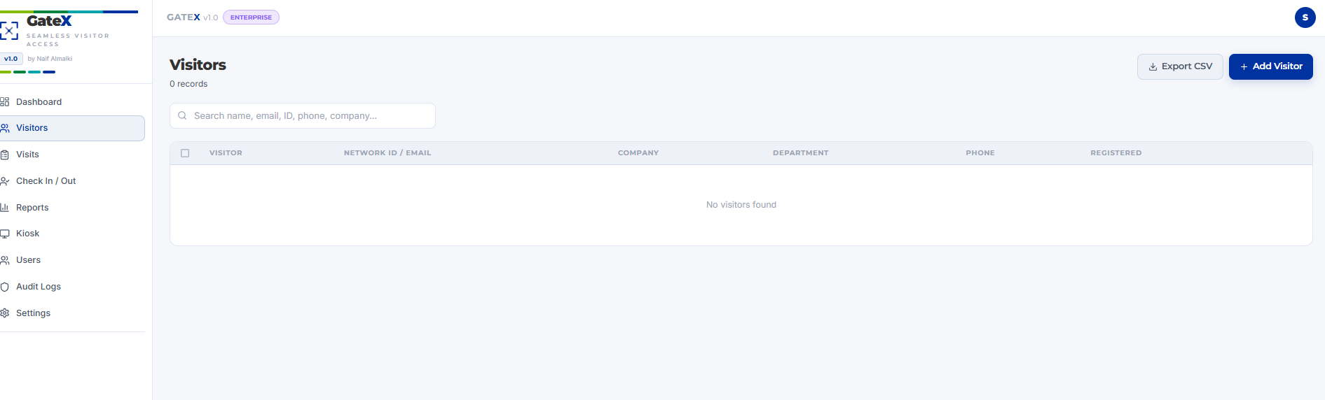 Visitors dashboard
